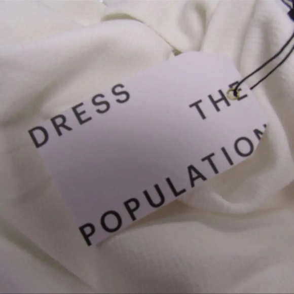 NWT DRESS THE POPULATION Catalina Fit and Flare Cocktail Midi Dres White Small - Picture 14 of 14